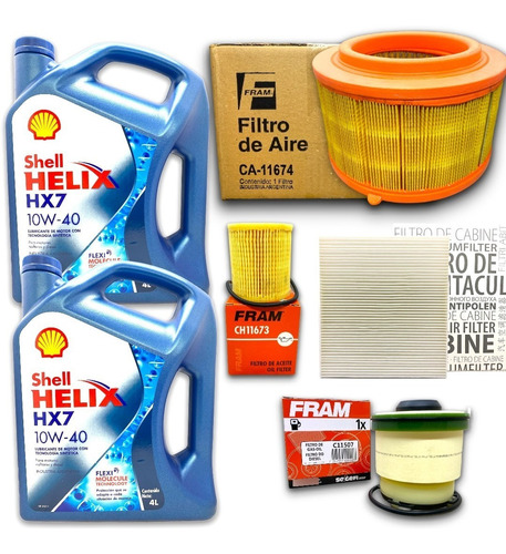 Kit 4 Filtros Ranger 2.2 3.2 + Aceite Shell Hx7 2012 A 2022