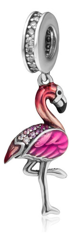 Flamingo Dangle 925 Sterling Silver Cz Stone Beads CoLG...