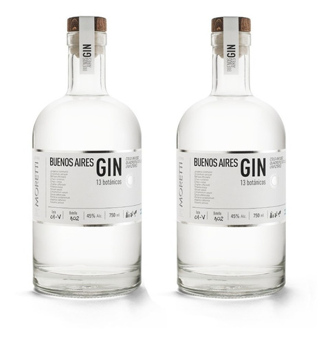 Imagen 1 de 9 de Gin Premium Buenos Aires Moretti Pack X2 Botellas 750ml