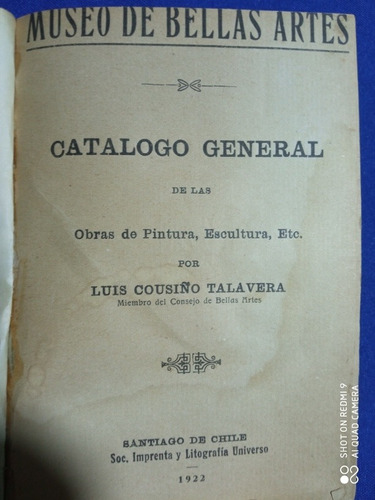 Museo De Bellas Artes.(catálogo General). - Luis Cousiño T.