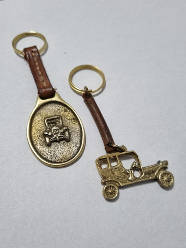 Llavero Auto Antiguo Bronce Y Cuero Varios Modelos