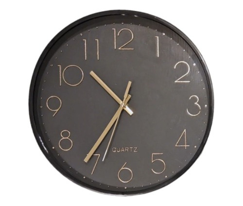 Reloj Redondo Negro Agujas Cobre Apolo 30cm De Pared.