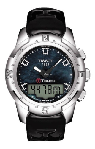 Reloj Tissot T-touch Ii Titanium Madre Perla Rapido Color De La Correa Negro Color Del Fondo Negro Mother Of Pearl