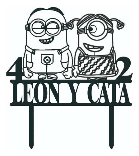 Cake Topper Adorno Torta - Minions Hermanos Personalizado