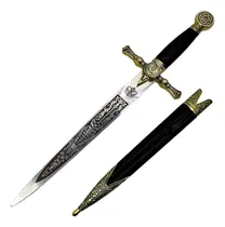 Comprar Adaga Lâmina Com Gravuras Sem Corte Maçônica Em Metal 40cm Cor Preto E Dourado