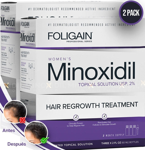 Tratamiento Foligain Minoxidil 2% Damas Tratamiento 6 Meses