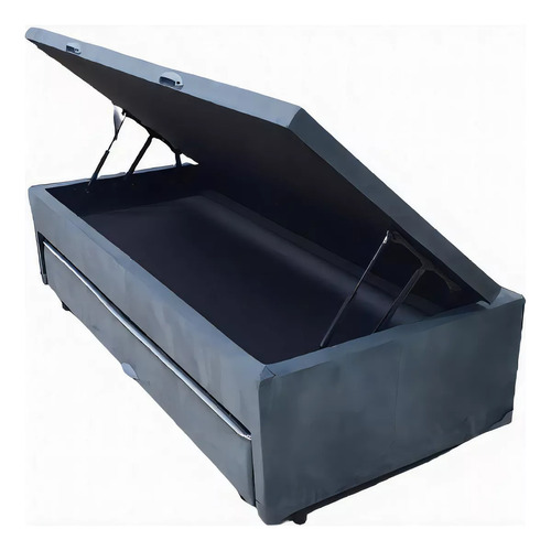 Bicama Box Baú Solteiro Com Cama Auxiliar D33 Reforçada D33 Bege Suede