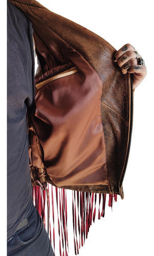 Campera De Cuero De Mordo Original De El Estado Texas Eeuu