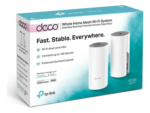 TP-Link Deco E4 2-Pack Sistema WiFi Mesh AC1200 Doble Banda 867 Mbps 5 GHz + 300 Mbps 2.4 GHz