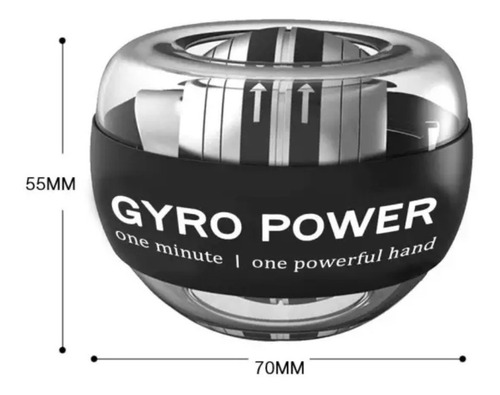 Imagen 3 de 7 de Ejercitador Powerball Giroscopio Led Ejercicio Brazo Negro