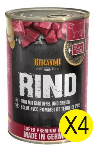 Alimento Belcando Rind Ternera Patatas Lata 400 Grs Pack X4