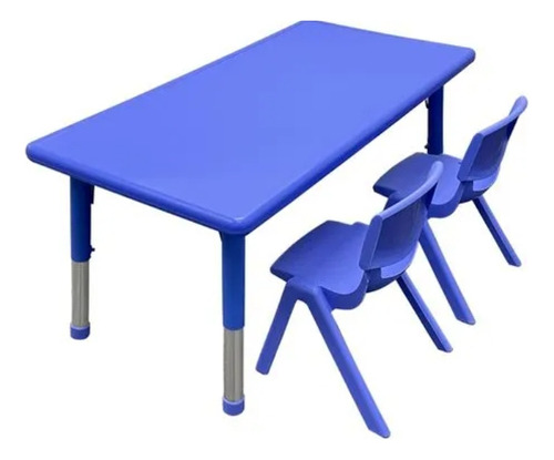 Mesa Graduable Para Niños Y 2 Sillas Azul