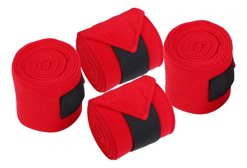 4 Vendas Gruesas Para Patas De Caballo, Color Rojo, Antidesl