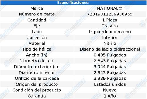 1 Retén Rueda Tras Int K25 Suburban 75 Al 78 National