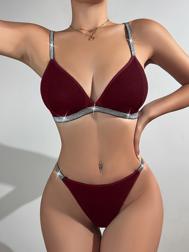 Conjunto De Sujetador Y Bikini Para Mujer Con Lencería De