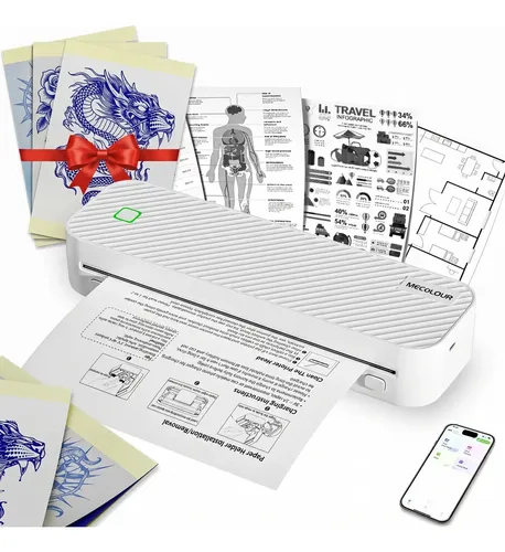 Impressora Portatil A4 Impressora Termica Para Tatuagem 203dpi Bluetooth USB MECOLOUR GD88