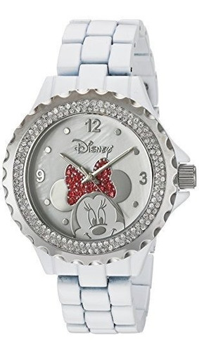 Reloj Disney Minnie Mouse Para Mujer Con Esmalte Blanco Bril