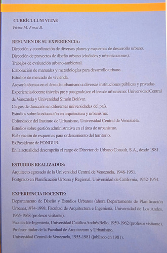 El Oficio D Urbanista Y La Práctica Urbanística Víctor Fossi