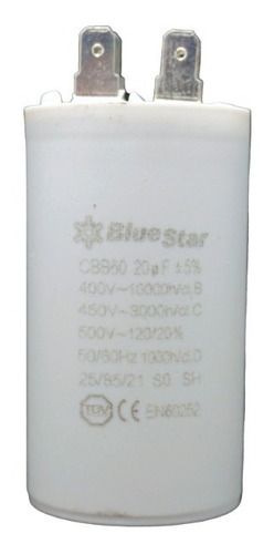 Capacitor De Marcha 20uf Microfaradios 450v 50/60hz Bluestar