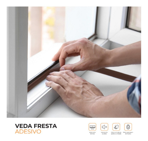 Imagem 3 de 6 de Veda Frestas Médio Adesivo 4x9mm Marrom 6metros Comfort Door