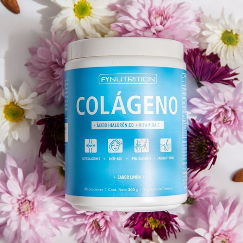 Colágeno Hidrolizado Fynutrition con Ácido Hialurónico y Vitamina C en pote de 360gr - Sabor Limón