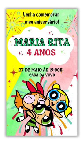 Convite Digital Meninas Super Poderosas Variação 1