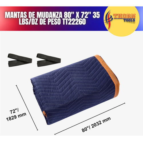 Mantas De Mudanza 80 X 72 35 Lbs/dz De Peso Tt22260 Color Azul Lisa