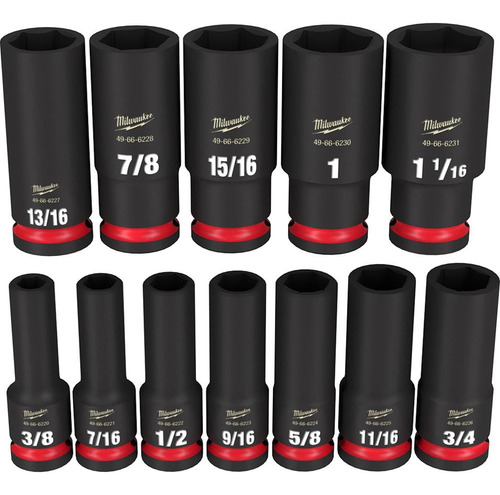 Juego De Dados Impacto Largos 12pzs 1/2 Milwaukee 49-66-7011