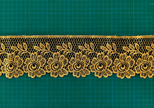 Tira Bordada En Organza 10cm X 9mts Mod 1361 Varios Colores Dorado