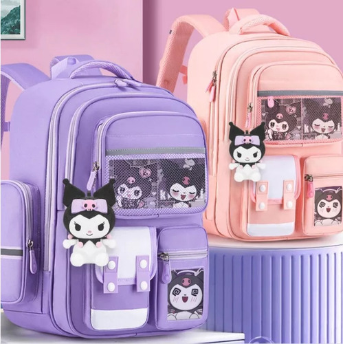 Bonita Mochila Kuromi Para Niñas De Primaria, Grado Morado/g
