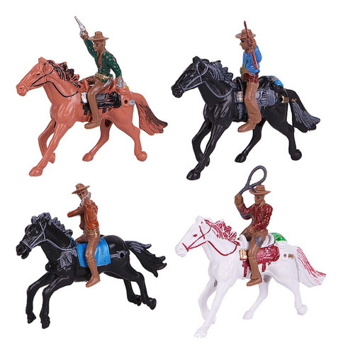 Paquete De 8 Figuras De Vaquero Del Con Caballo Para Niños