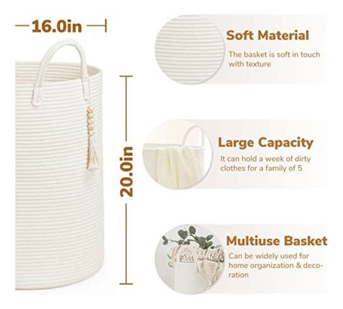 Goodpick Cesta Para La Colada Blanca Con Asas, Cesta Para La