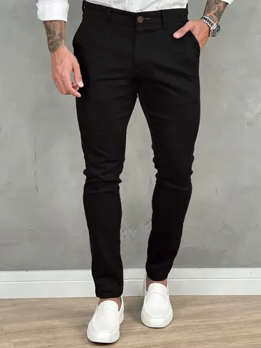 Calca Masculina Sarja Premium Social Esport Fino Bolso Lycra