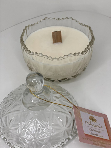 Vela  Aromatica De Soya En Bombonera De Cristal Elegante