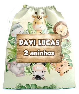 10 Sacolinhas Personalizadas Safari Candi 19cm14cm