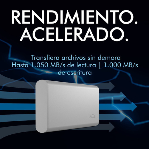 externo LaCie Portable SSD STKS2000400 STKS2000400 2TB plata lunar