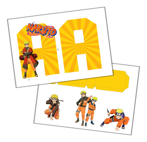 Kit Imprimible Naruto Letras 3d Editable + Pdf + Imágene Png