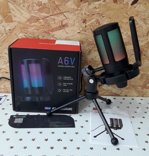 Microfone Condensador Gamer Led Usb Com Pop Filter E Tripé !