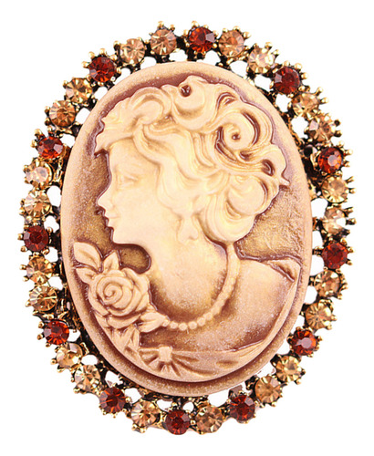 Broche Dorado De Estilo Antiguo Con Forma De Cameo, Cristal,