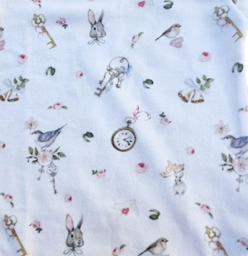 Medio Osito C/pie Jersey Estampado Animalitos/reloj