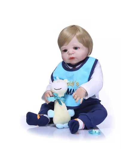 Bebe Reborn Menino 100% Silicone 57 Cm - Bento Loiro - Full