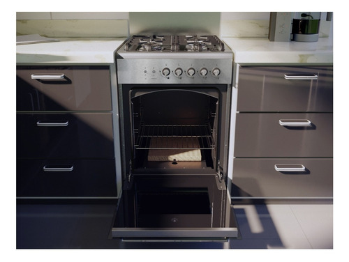 Imagen 3 de 5 de Cocina Luxor Gas Apart 550 multigas 4 hornallas plateada 220V puerta con visor