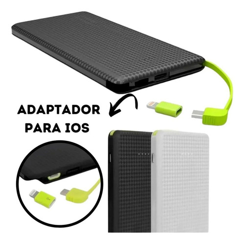 Carregador Portatil Celular iPhone Samsung Bateria 5000mha Cor Preto