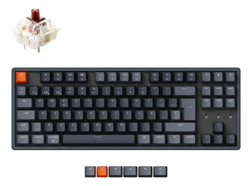 Teclado Mecanico Wireless Keychron K8 Rgb Aluminio Qwerty Brown Switch Hotswappable Distribución Iso Español Bluetooth Gamer Coder Pc Mac Tamaño Layout 80% Tkl