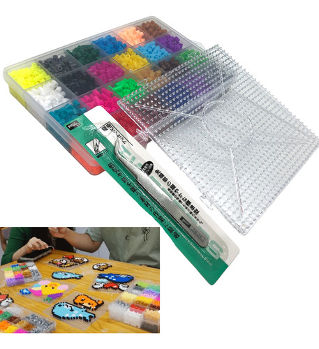 Kit Hama Beads De 5mm X24 Colores + Tabla + Pinza + Papel 