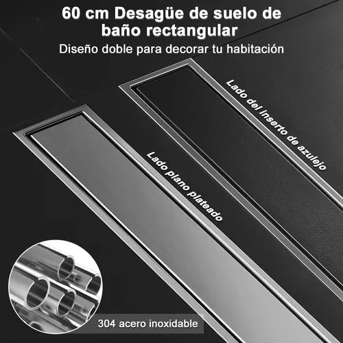 Desagüe Invisible De Acero Inoxidable 304 Para Baño 10x60cm