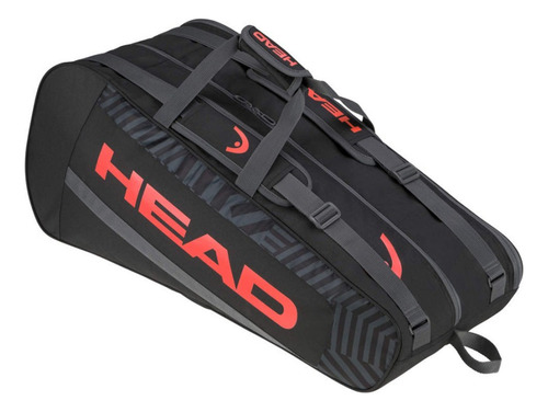Bolsa para raquetas de tenis Head Core Base M de 50 litros, 6 raquetas negras y naranjas