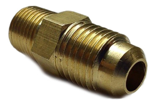 Conector Recto Macho En Latón Dorado De 1/8 Npt X 1/4 Flare