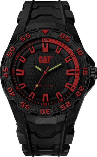 Reloj Caterpillar Hombre Motion Evo Lh. Sumergible 10 Atm Color De La Malla Negro Color Del Fondo Rojo