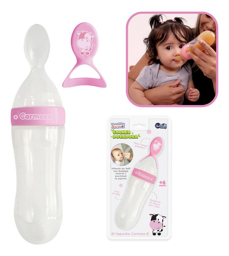 Colher Dosadora Papinha Bebe Mamadeira Para Meninas Rosa